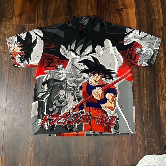 Y2K Dragonball Z Goku T Button Down Polo - Picture 1 of 3